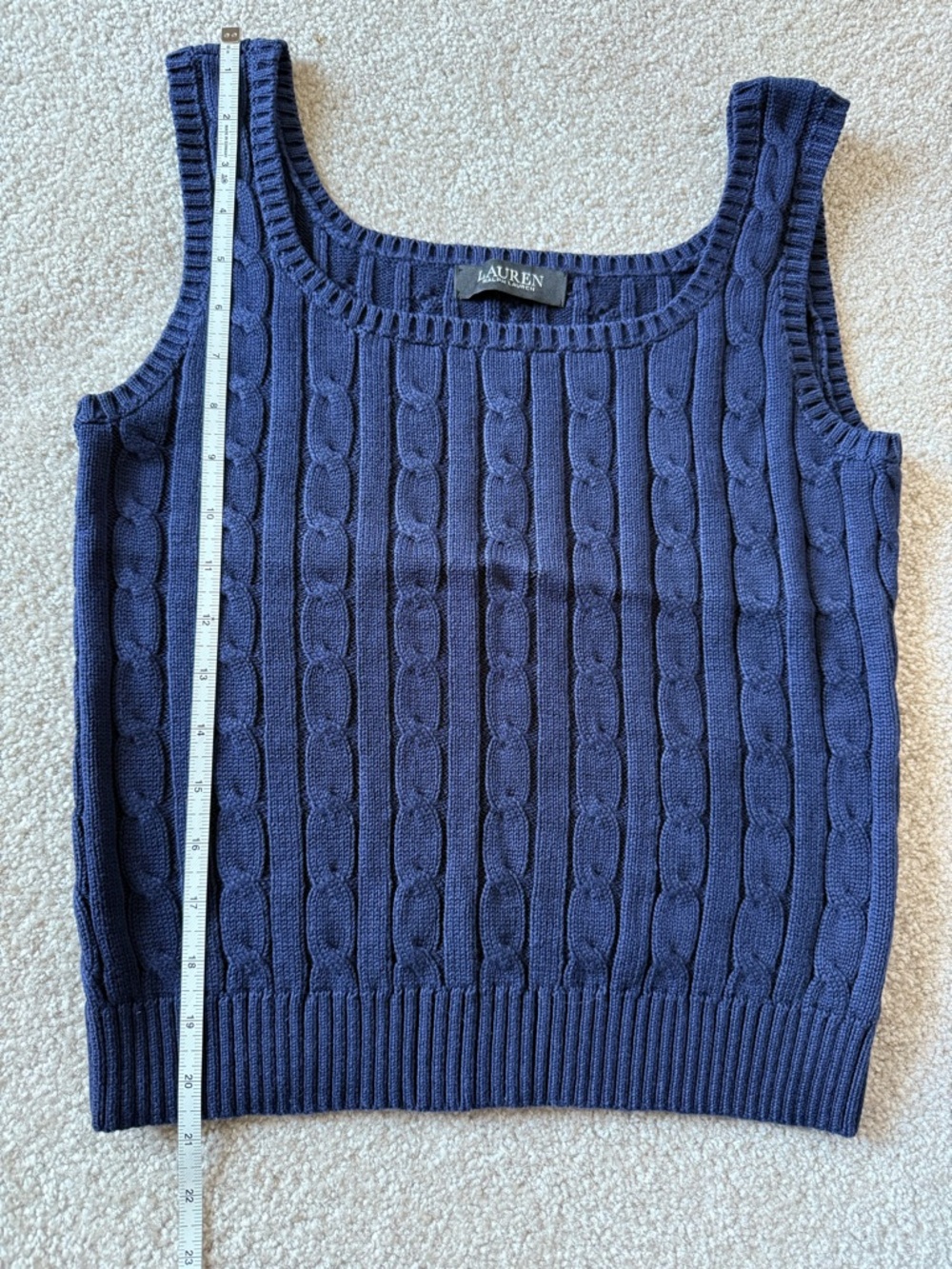 Ralph Lauren Navy Cable-Knit Sleeveless Top